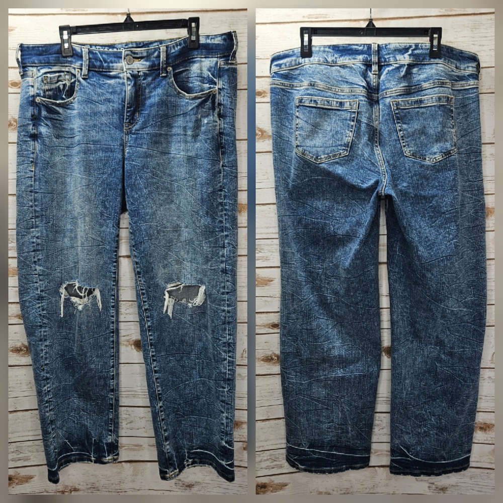 Torrid Jeans Baggy Distressed Perfect Wide Leg Vintage Stretch Size 10R